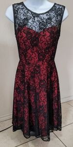 Black lace red sweetheart dress